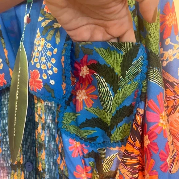 FARM Rio Vibrant Floral Maxi Dress - Blue and Orange - Picture 7 of 10